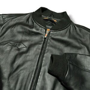Power Trip Motorcycle Jacket Mens Large Leather Black Heavy Riding Biker Coat